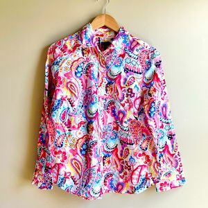 Gorgeous Talbots Petites Bright Paisley Button Down